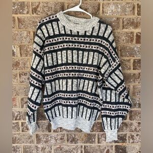 Vintage Men’s Sweater Medium Skiing lodge winter